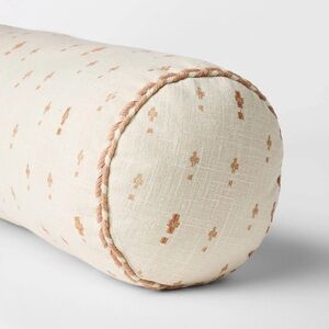 NEW Threshold Geo Print Peach & Cream Color Bolster Pillow, 18"